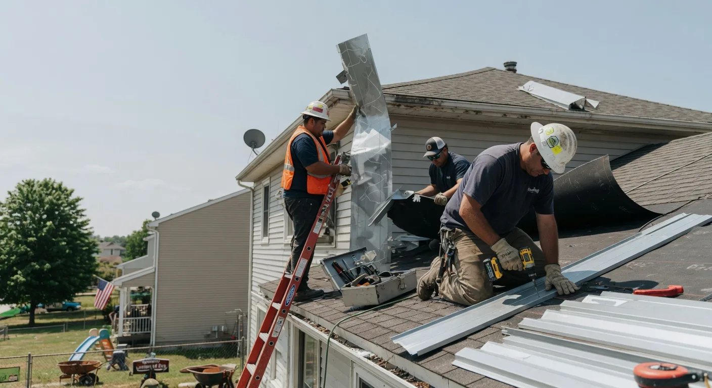 Storm Damage Metal Roof Repair in South Amana, IA